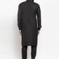 Jompers Men Black Solid Mandarin Collar Kurta with Churidar | Swadesiicart