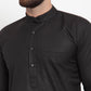 Jompers Men Black Solid Mandarin Collar Kurta with Churidar | Swadesiicart