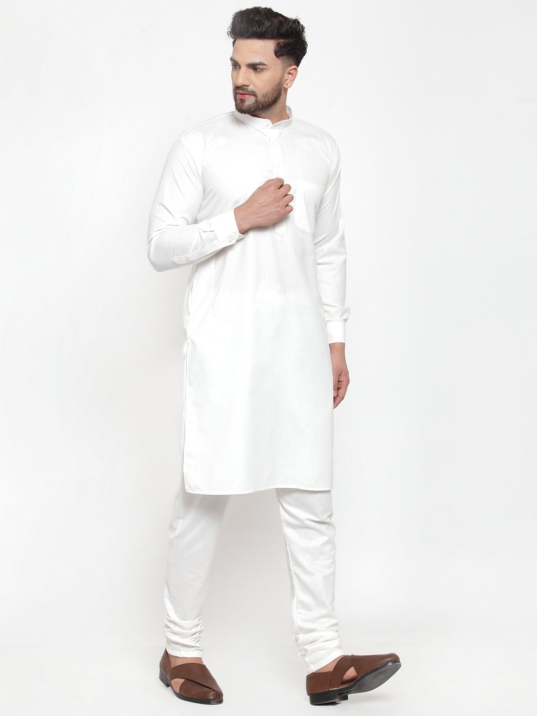 Jompers Men White Solid Kurta Only | Swadesiicart