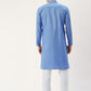 Jompers Men's Beautiful Blue Cotton Solid Kurta Pyjama | Swadesiicart