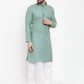 Jompers Men Sea Green & White Embroidered Kurta with Churidar | Swadesiicart