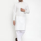 Jompers Men's White Woven Kurta Payjama Sets | Swadesiicart