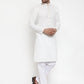 Jompers Men's White Woven Kurta Payjama Sets | Swadesiicart