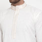 Jompers Men's White Woven Kurta Payjama Sets | Swadesiicart