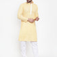 Jompers Men Yellow & White Embroidered Kurta with Churidar | Swadesiicart