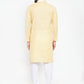 Jompers Men Yellow & White Embroidered Kurta Only | Swadesiicart