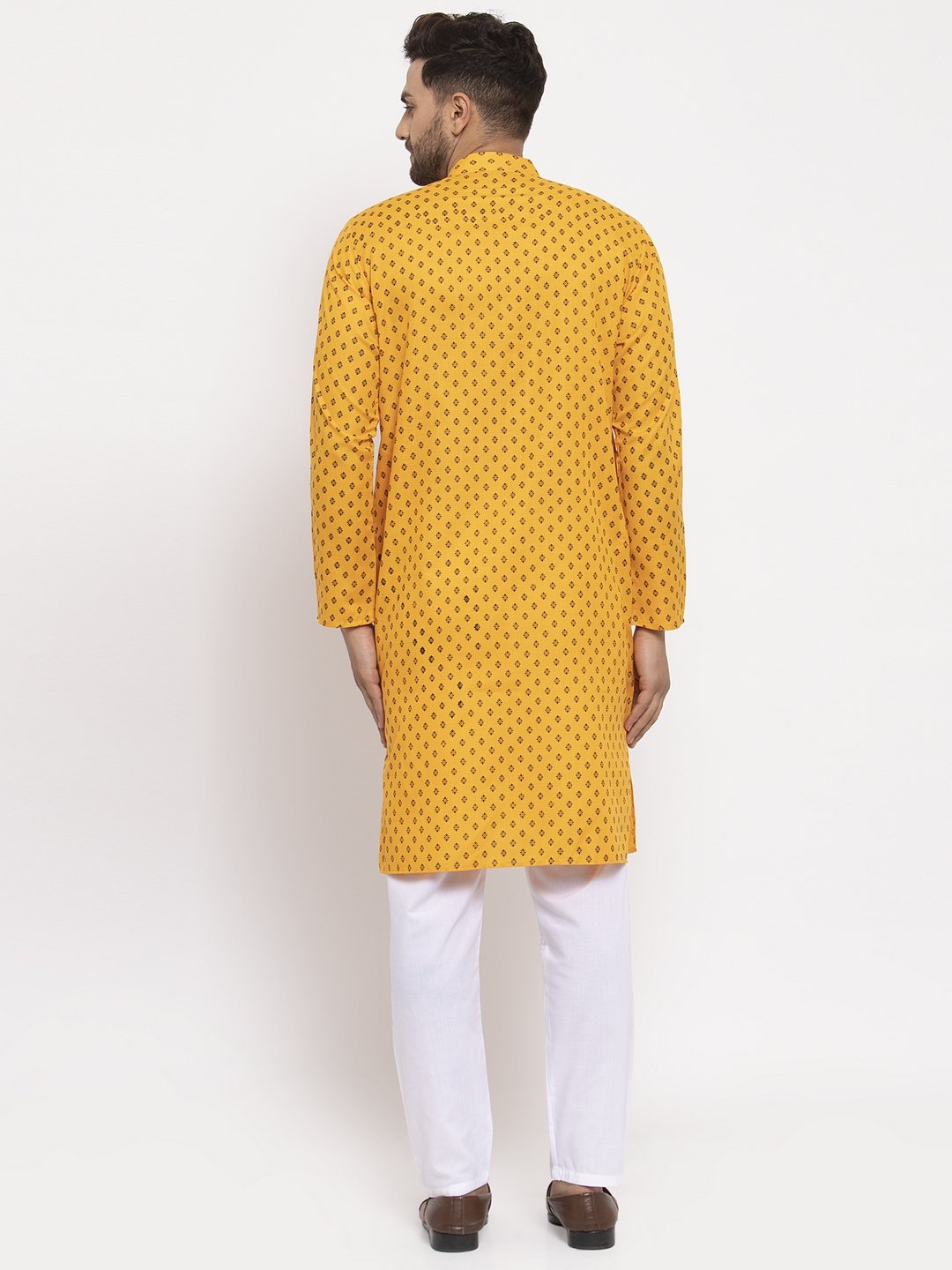 Jompers Men Yellow Printed Kurta Only | Swadesiicart