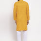 Jompers Men Yellow Printed Kurta with Pyjamas | Swadesiicart
