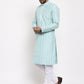 Jompers Men Turquoise Blue Embroidered Kurta with Pyjamas | Swadesiicart