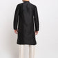 Jompers Men's Black Solid Dupion Silk Kurta Payjama Set | Swadesiicart