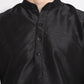 Jompers Men's Black Solid Dupion Silk Kurta Payjama Set | Swadesiicart
