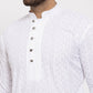 Jompers Men White Embroidered Kurta with Pyjamas | Swadesiicart