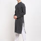 Jompers Men's Black Cotton Striped Kurta Payjama Sets | Swadesiicart