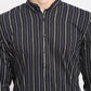Jompers Men's Black Cotton Striped Kurta Payjama Sets | Swadesiicart