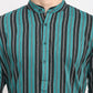 Jompers Men's Green Cotton Striped Kurta Payjama Sets | Swadesiicart