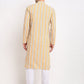 Jompers Men's Yellow Cotton Striped Kurta Payjama Sets | Swadesiicart