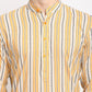 Jompers Men's Yellow Cotton Striped Kurta Payjama Sets | Swadesiicart