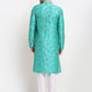 Jompers Men's Green Dupion Printed Kurta Payjama Sets | Swadesiicart