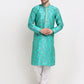 Jompers Men's Green Dupion Printed Kurta Only | Swadesiicart