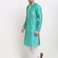 Jompers Men's Green Dupion Printed Kurta Payjama Sets | Swadesiicart