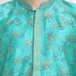 Jompers Men's Green Dupion Printed Kurta Payjama Sets | Swadesiicart