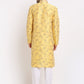 Jompers Men's Yellow Dupion Printed Kurta Payjama Sets | Swadesiicart