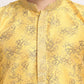 Jompers Men's Yellow Dupion Printed Kurta Only | Swadesiicart
