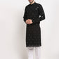 Jompers Men's Black Printed Mirror Kurta Payjama Sets | Swadesiicart