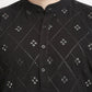 Jompers Men's Black Printed Mirror Kurta Payjama Sets | Swadesiicart