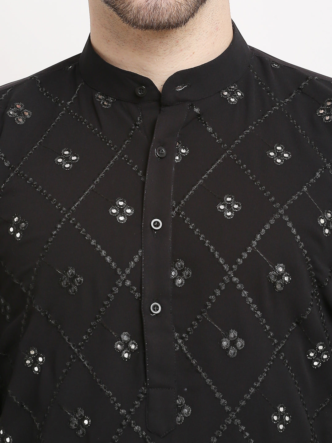 Jompers Men's Black Printed Mirror Kurta Only | Swadesiicart