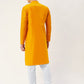 Jompers Men's Yellow Embroidered Mirror Work Kurta Pyjama | Swadesiicart