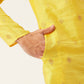 Jompers Men's Yellow Coller Embroidered Woven Design Kurta Pyjama | Swadesiicart