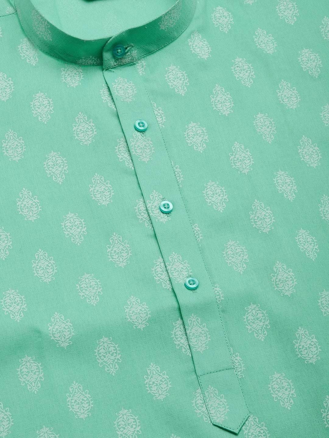 Jompers Men's Green Cotton Floral Printed kurta Pyjama Set | Swadesiicart