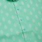 Jompers Men's Green Cotton Floral printed kurta Only | Swadesiicart