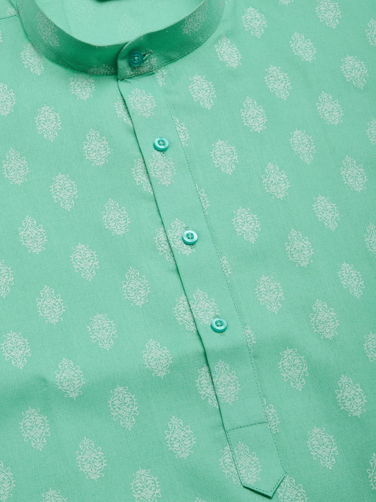 Jompers Men's Green Cotton Floral printed kurta Only | Swadesiicart