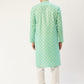 Jompers Men's Green Cotton Floral Printed kurta Pyjama Set | Swadesiicart