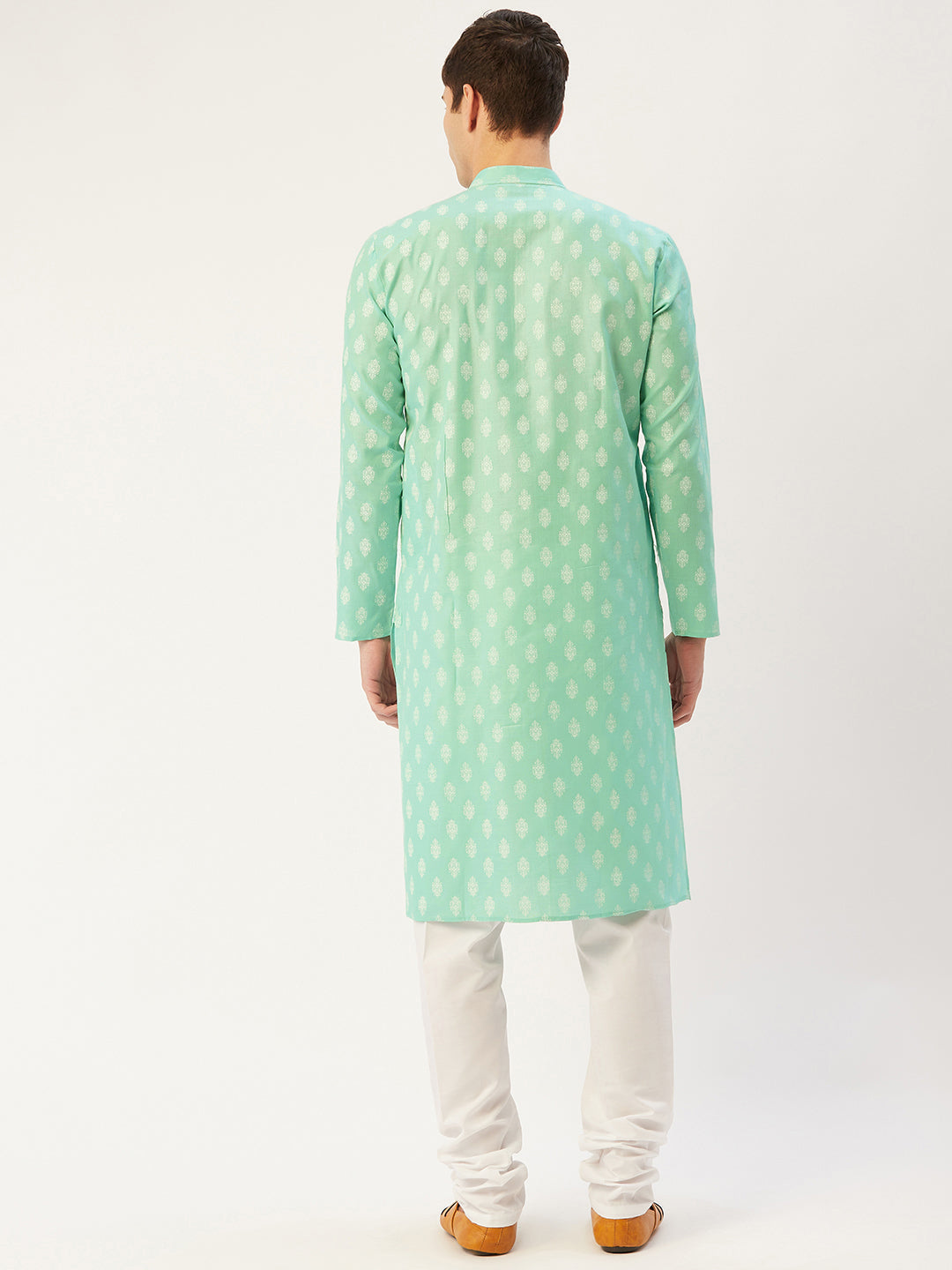 Jompers Men's Green Cotton Floral printed kurta Only | Swadesiicart