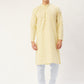 Jompers Men's Yellow Cotton Floral printed kurta Pyjama Set | Swadesiicart