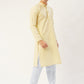 Jompers Men's Yellow Cotton Floral printed kurta Pyjama Set | Swadesiicart