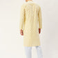 Jompers Men's Yellow Cotton Floral printed kurta Pyjama Set | Swadesiicart
