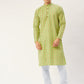 Jompers Men's Green Cotton Ikat printed kurta Pyjama Set | Swadesiicart