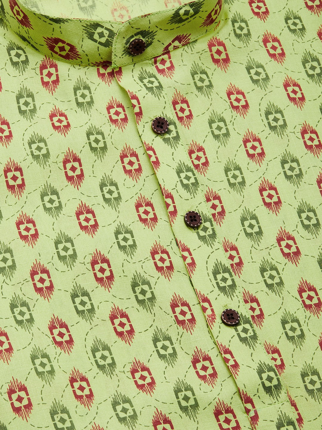 Jompers Men's Green Cotton Ikat printed kurta Only | Swadesiicart