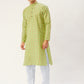 Jompers Men's Green Cotton Ikat printed kurta Pyjama Set | Swadesiicart
