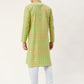 Jompers Men's Green Cotton Ikat printed kurta Pyjama Set | Swadesiicart
