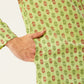 Jompers Men's Green Cotton Ikat printed kurta Pyjama Set | Swadesiicart