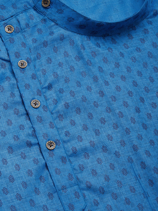 Jompers Men's Blue Cotton printed kurta Only | Swadesiicart
