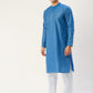 Jompers Men's Blue Cotton printed kurta Pyjama Set | Swadesiicart