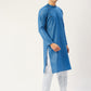 Jompers Men's Blue Cotton printed kurta Pyjama Set | Swadesiicart