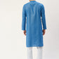 Jompers Men's Blue Cotton printed kurta Pyjama Set | Swadesiicart