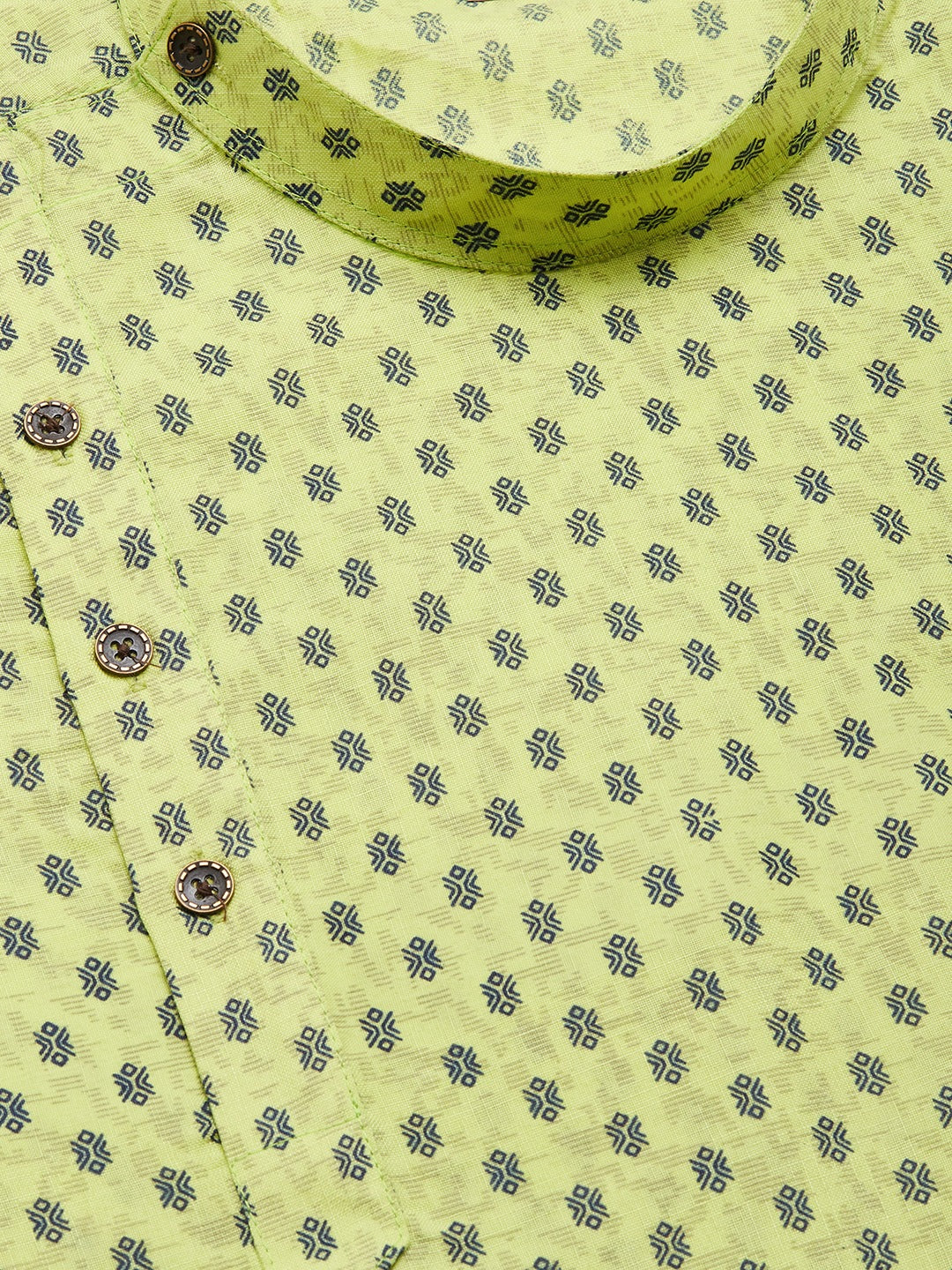 Jompers Men's Green Cotton printed kurta Pyjama Set | Swadesiicart